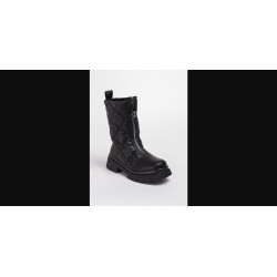 Чоботи дитячі чорні стьобані з блискавкою